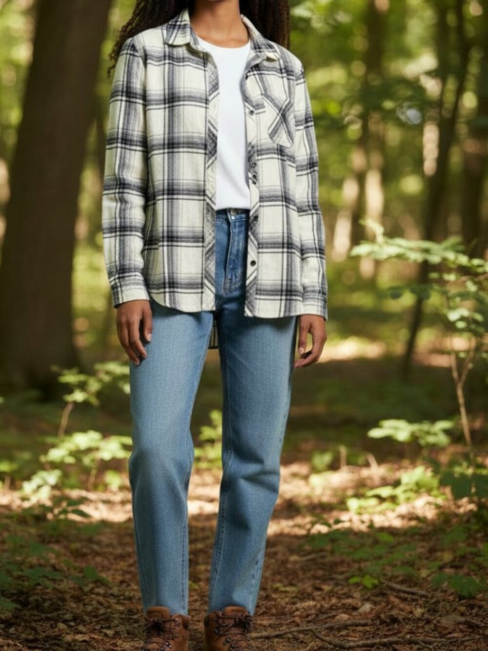 GAP flannel shirt XS black white plaid